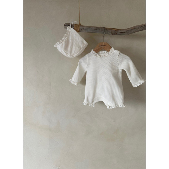 3-24M Baby Solid Color Waffle Jumpsuit  Baby Clothing   