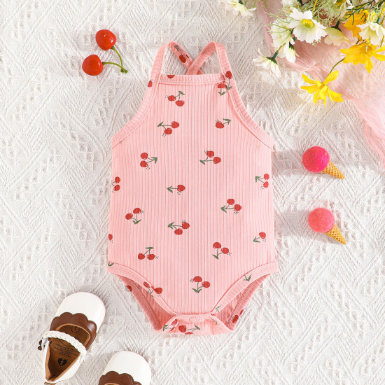 3-24M Baby Girls Cherry Print Sleeveless 3-pack Bodysuit  Baby Clothing   
