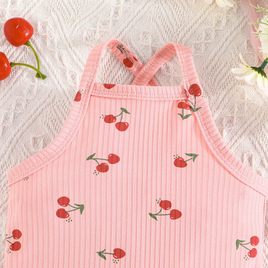 3-24M Baby Girls Cherry Print Sleeveless 3-pack Bodysuit  Baby Clothing   