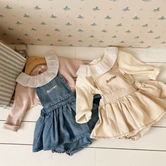 3-18M Baby Letter Denim Suspender Skirts  Baby Clothing   