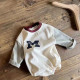 3-18M Baby Spliced Sleeves Round Neck M Letter Bodysuit  Baby Clothing   