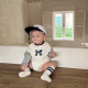 3-18M Baby Spliced Sleeves Round Neck M Letter Bodysuit  Baby Clothing   