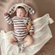 3-18M Baby Striped Pocket Long Sleeve Bodysuit  Girls Clothes   