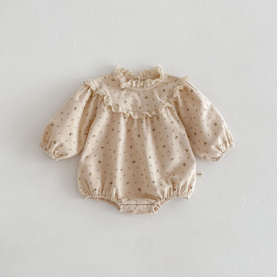 3-24M Baby Girls Floral Ruffled Long Sleeve Bodysuit  Baby Clothes   