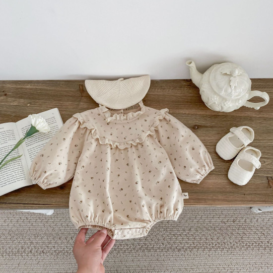 3-24M Baby Girls Floral Ruffled Long Sleeve Bodysuit  Baby Clothes   