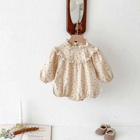 3-24M Baby Girls Floral Ruffled Long Sleeve Bodysuit  Baby Clothes   