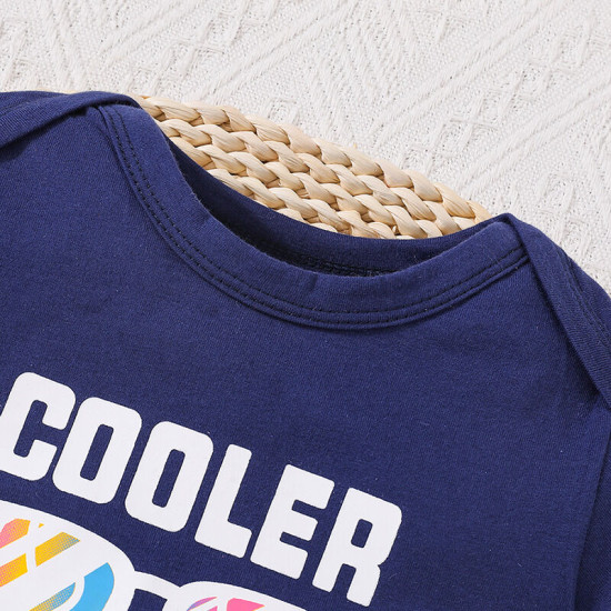 0-18M Baby Letter Print Short Sleeve Bodysuit  Baby Boutique Clothing   