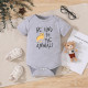 0-18M Baby Letter Print Short Sleeve Gray Bodysuit  Baby Boutique Clothing   
