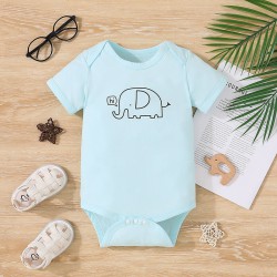0-18M Baby Round Neck Short Sleeve Cartoon Pattern Bodysuit  Baby Boutique Clothing   