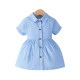 6M-3Y Baby Girls Lapel Single-Breasted Short-Sleeved A-Line Dresses  Baby Clothes   