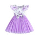 3-24M Baby Girls Flying Sleeve Flower Print Bow Mesh Dresses  Baby Clothes   