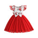3-24M Baby Girls Flying Sleeve Flower Print Bow Mesh Dresses  Baby Clothes   