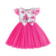 3-24M Baby Girls Flying Sleeve Flower Print Bow Mesh Dresses  Baby Clothes   