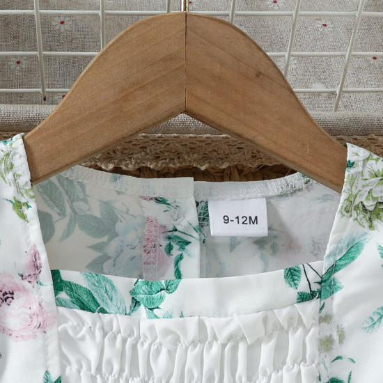 9M-4Y Toddler Girls Sleeveless Floral Casual Square Neck Belt Dresses  Girls Clothes   