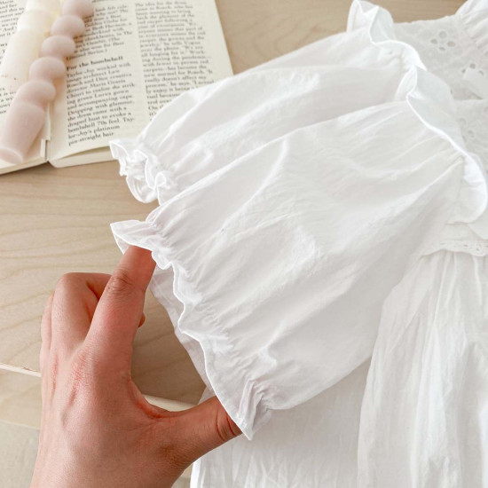 3-24M Baby Girls White Long-Sleeved Baby Doll Collar Bodysuit Or Dresses Sisters Outfit  Baby Clothes   