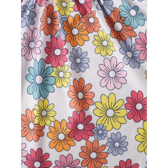 3-24M Baby Girls Letter Short-Sleeved Patchwork Printed Waist Dresses  Baby Clothes   