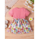 3-24M Baby Girls Letter Short-Sleeved Patchwork Printed Waist Dresses  Baby Clothes   