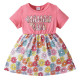 3-24M Baby Girls Letter Short-Sleeved Patchwork Printed Waist Dresses  Baby Clothes   
