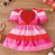 3M-3Y Baby Girls Striped Heart Puff Sleeve Dresses  Baby Clothes   
