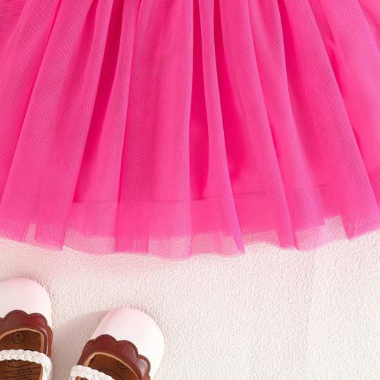 6M-3Y Baby Girls Animal Print Stand Collar Mesh Dresses  Baby Clothing   