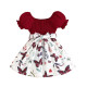 9M-4Y Toddler Girls Sets Flower Smocked Puff Sleeve Dresses With Belt  Girls Clothes   