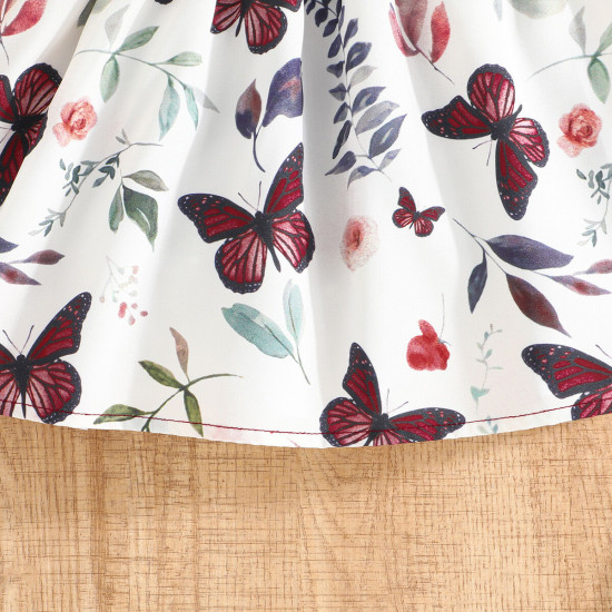 9M-4Y Toddler Girls Sets Flower Smocked Puff Sleeve Dresses With Belt  Girls Clothes   