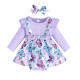 0-18M Baby Girls Butterfly Print Long Sleeve Bodysuit Dress With Headband  Baby Clothes   