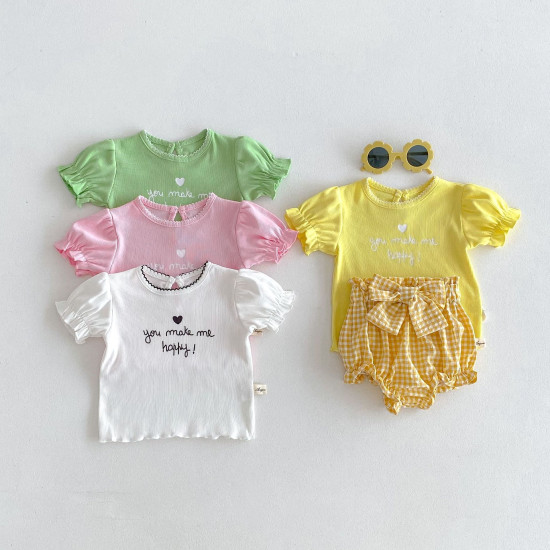 3-24M Baby Girls Agaric Edge Letter Embroidery Tops  Baby Clothing   