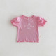 3-24M Baby Girls Agaric Edge Letter Embroidery Tops  Baby Clothing   