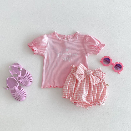 3-24M Baby Girls Agaric Edge Letter Embroidery Tops  Baby Clothing   