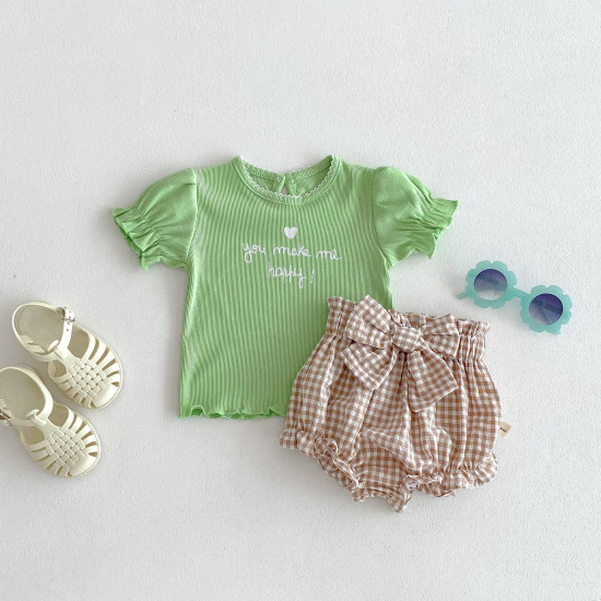 3-24M Baby Girls Agaric Edge Letter Embroidery Tops  Baby Clothing   