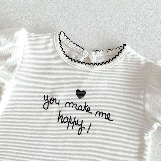 3-24M Baby Girls Agaric Edge Letter Embroidery Tops  Baby Clothing   