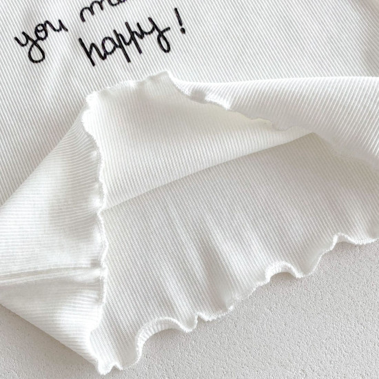 3-24M Baby Girls Agaric Edge Letter Embroidery Tops  Baby Clothing   