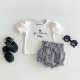 3-24M Baby Girls Agaric Edge Letter Embroidery Tops  Baby Clothing   