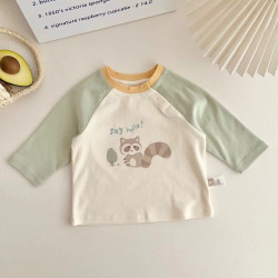 3-24M Baby Cartoon Animal Contrast Long Sleeve Tops  Baby Clothing   