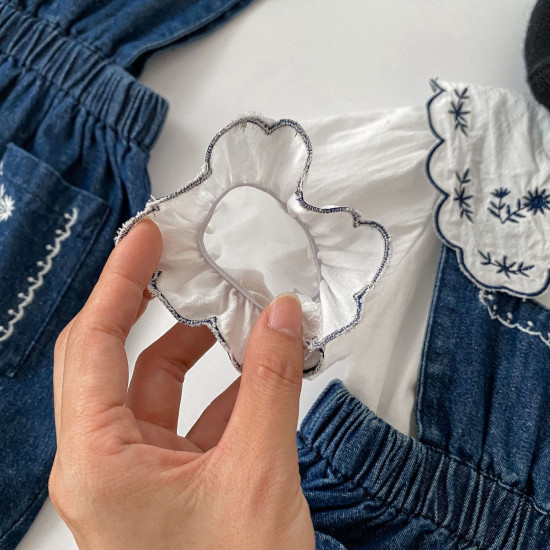 3-24M Baby Girls Embroidered Lapel Long Sleeve Shirts  Baby Clothing   