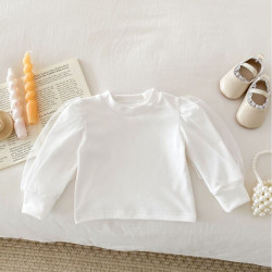 3-24M Baby Girls Solid Color Mesh Puff Sleeve Tops  Baby Clothes   