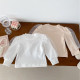 3-24M Baby Girls Solid Color Mesh Puff Sleeve Tops  Baby Clothes   
