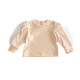 3-24M Baby Girls Solid Color Mesh Puff Sleeve Tops  Baby Clothes   