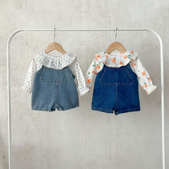 3-24M Baby Girls Floral Tops Or Denim Overalls  Baby Boutique Clothing   