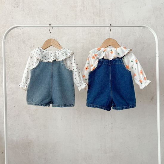 3-24M Baby Girls Floral Tops Or Denim Overalls  Baby Boutique Clothing   