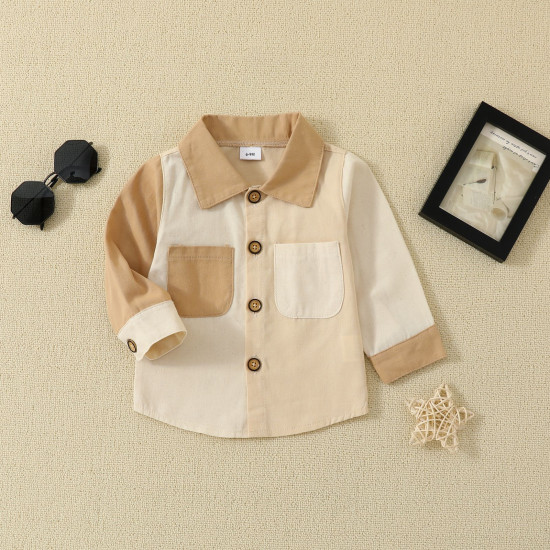 6M-3Y Baby Contrast Button Lapel Shirts  Baby Clothes   