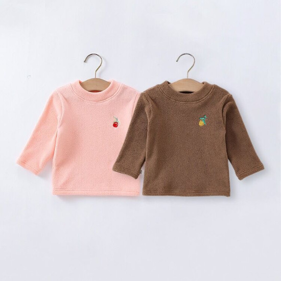 6-24M Baby Fruit Embroidery Half Turtleneck Long Sleeve Bottoming Tops  Baby Clothes   