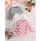 3-24M Baby Solid Color Love Printed Tops Three-Piece Combination Sets  Baby Clothes   