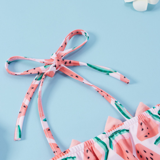 3-24M Baby Girls Bow Halterneck Lace-Up Three-Piece Swimsuit Set  Baby Clothes   