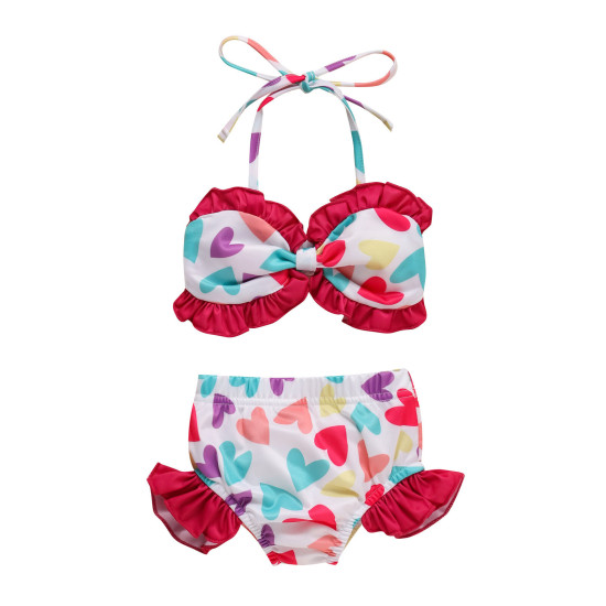 3-24M Baby Girls Valentine's Day Love Swimsuit Two-Piece Set  Baby Clothes   