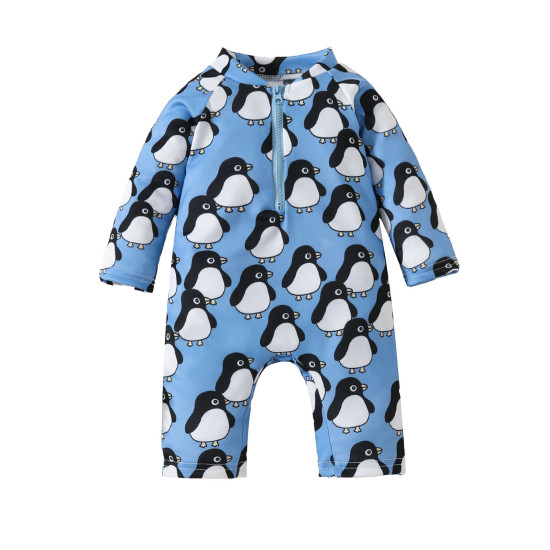 3-24M Baby Long Sleeve Penguin Print Zip Jumpsuit Swimsuit  Baby Clothes   