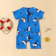 3-24M Baby One-Piece Swimsuit Shark Short-Sleeved Zipper  Baby Clothing   
