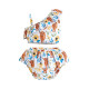 3-24M Baby Girl Swimwear & Beachwear Sets Cartoon Cow Floral Print Diagonal One-Shoulder Camisole Top And Shorts  Baby Clothing   