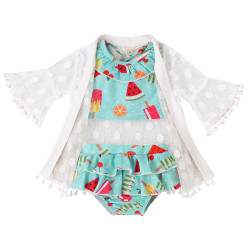 3M-3Y Baby Girl Swimwear & Beachwear Sets Sleeveless Ruffle Neck Top And Hemline Shorts And Blouse  Baby Clothes Suppliers   